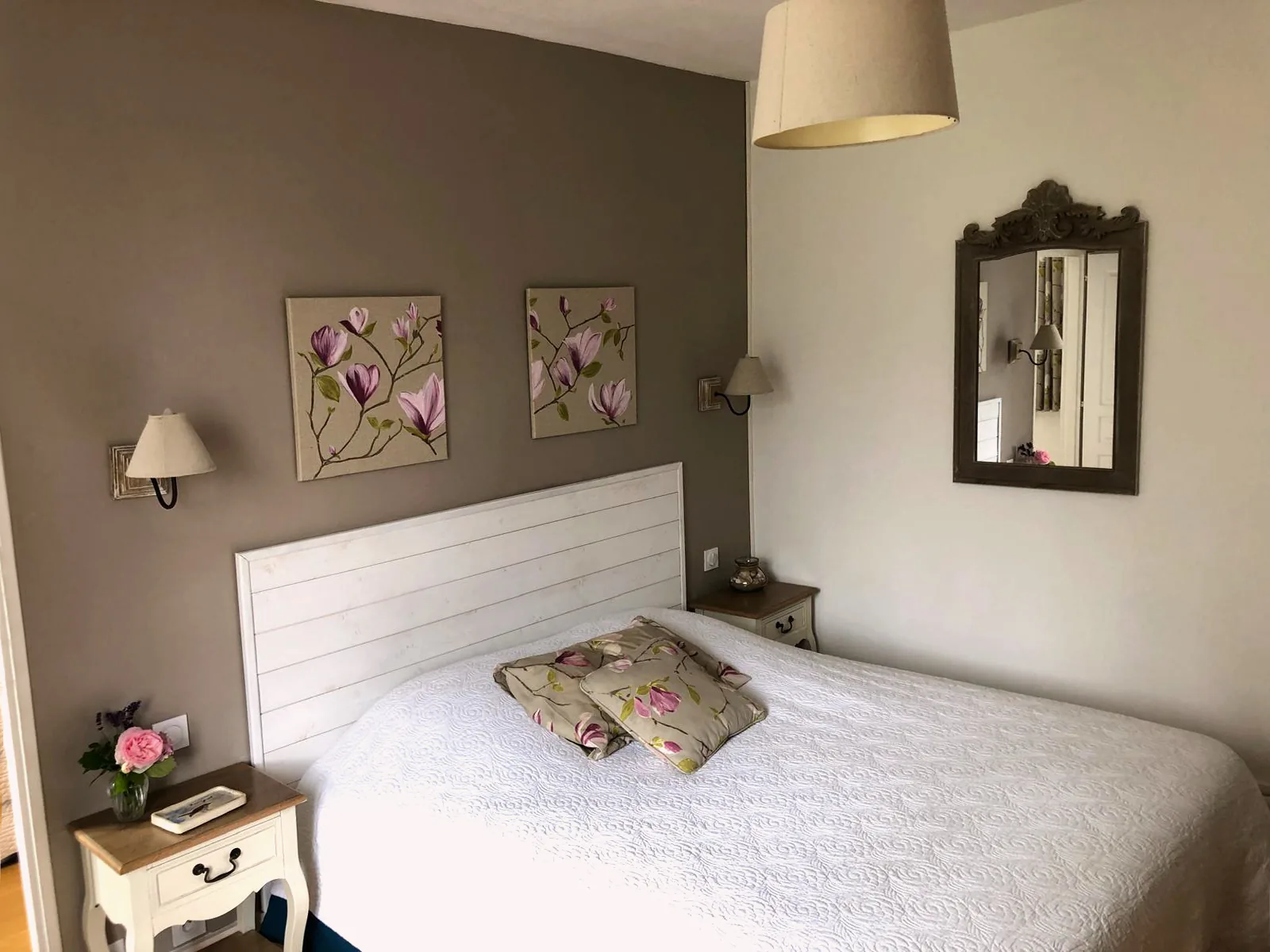 les champs rabats chambre rossignol lit double ambiance florale